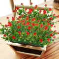 Miniatyrbilde 4 av 5: 4 stk Kunstige planter, Kunstige falske blomster Plast grønt busker for innendørs og utendørs, kontor, hage, rød
