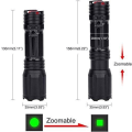 Miniatyrbillede 5 af 5: LED taktisk lommelygte med rød grøn blå hvid, 4 farver i 1 vandtæt multifunktionel zoomable lommelygte til nattesyn, fiskeri, camping, jagt