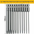 Pikkukuva 1 / 5: 11 kpl 100 mm S2 1/4 tuuman Torx-ruuvimeisselin kuusiokoloterät Tarkkuusporakone Magneettinen turvaruuvinväännin T6-T40 Cisea Pitkäkantainen Torx-ruuvimeisseli