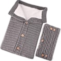 Miniatyrbild 1 av 7: Babysockså stickad babysvadd filt swaddle barnvagn sovsäck