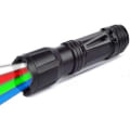 Miniatyrbillede 1 af 5: LED taktisk lommelygte med rød grøn blå hvid, 4 farver i 1 vandtæt multifunktionel zoomable lommelygte til nattesyn, fiskeri, camping, jagt