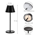 Miniatyrbild 2 av 5: Sysy bordslampa sladdlös, LED bordslampa batteri dimbar touch switch & laddningsbar USB-C, aluminium bordslampor svart 3W 3000K varmvit, IP44 vattentät bordslampa utan sladd för inomhus och utomhus