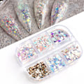 Miniatyrbild 2 av 5: Glitter för naglar, nageldekoration DIY Art Sequins Blandat glitter A-modeller, 6 lådor