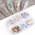 Pikkukuva 2 / 5: Kynsien glitter, kynsien koristelu DIY-taidepaljetit sekoitettu glitter A-malleja, 6 laatikkoa