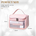 Miniatyrbillede 2 af 5: Perspective Pvc Stor Kapacitet Transparent Kosmetik Taske Frosted Toilettaske Pu Clamshell