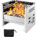 Miniatyrbild 1 av 5: Bärbar grill - Kolgrill - Rökare - Fällbar grill i rostfritt stål - för trädgård, uteplats, picknick, camping, vandring, resor