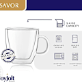 Miniatyrbilde 4 av 6: Dobbeltveggede isolerte glass espressokopper (sett med 2)