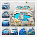 Miniatyrbild 2 av 2: Dolphin 08# 3d Hemtextilier Sängkläder Delfin Djurtryck Påslakan Tre Delar Lakan Set
