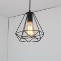 Miniatyrbilde 3 av 4: Diamantformet anheng lysekrone E27 Moderne industriell taklampe for soverom restaurant spisestue - Svart