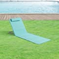 Sæt med 1 strandliggemåtte med justerbart ryglæn, solid struktur, sæt af polstrede måtter med nakkestøtte, bæretaske, stål, polyester, turkis