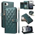Kompatibelt pungcover med stropper til iPhone 16e, Rombeformet læderstander telefoncover DarkGreen