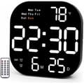Stor väggklocka, 10,55-tums digital väggklocka med LED-display, veckodag, datum, sommartid, timer, temperatur