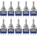 10 stycken ON OFF ON Mini SPDT vippströmbrytare 3 positioner 3 stift 6mm 6A 125VAC