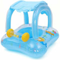 Miniatyrbild 1 av 5: Baby Kid Sommar Uppblåsbar Pool Säte Båt Typ Cartoon Klocka med Solskydd Tak Simring Flyt Flytande Pool Leksak för Baby 6 Månader-6 År Gammal