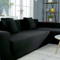 Miniatyrbild 4 av 5: Soffaöverdrag för 3+2-sits soffa, lyxig mjuk heminredning, svart (Bekräfta storleken innan köp)