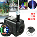 Miniatyrbild 1 av 5: 15W 800l/h fontännpump, dammpump, fontännpump, trädgårdspump, fontännpump med 12 färgglada LED-lampor