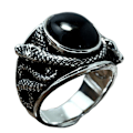 Miniatyrbilde 1 av 5: Reptil Slange Ring For Menn, Svart Edelsten Slange Band Ring 9