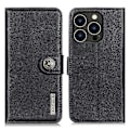 Miniatyrbillede 1 af 5: Læder telefoncover med pung til iPhone 16 Pro, tekstur af kohud