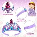 Miniatyrbillede 3 af 5: IC Prinsesse Tiara Krone Krystal, Udklædnings Hårtilbehør, Lilla