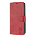 Miniatyrbillede 2 af 5: Præget Flip Læder Telefon Cover med Glad Kat Motiv til iPhone 14 Plus