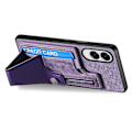 Pikkukuva 3 / 5: Samsung Galaxy S25 Edge -kotelo korttipaikalla, jalustalla ja retro-nahkaisella takakuorella - Violetti
