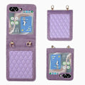 Miniatyrbillede 1 af 5: Til Samsung Galaxy Z Flip5 Diamant Gitter Foldbart Læder Mobiltelefon Cover