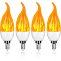 Miniatyrbillede 1 af 4: 4 stk. Flammeeffekt Pærer Dæmpbare Stearinlys Pærer