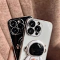 Pikkukuva 3 / 5: iPhone 15 Pro Max TPU -kotelo, söpö astronautin jalustateline, galvanointi puhelinkuori