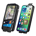 Miniatyrbillede 3 af 4: Læder telefoncover med lynlås, pung og vertikalt flip til iPhone 14 Pro Max