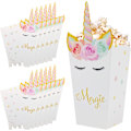 Miniatyrbild 1 av 7: 12 st Unicorn Popcornlådor, Barnkalas Papp Kartong Godis Presentask