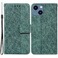 Miniatyrbillede 1 af 5: Til iPhone 15 Plus Geometri Præget PU Læder Wallet Stand Telefon Shell Mobil Case