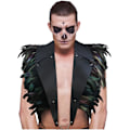 Miniatyrbillede 2 af 7: Gotisk Sort Fjer Kappe Stola Sjal PU Læder Krave Skulder Wrap Vinger Bolero Halloween Kostume (Sort)
