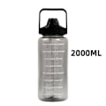 Miniatyrbillede 2 af 2: 2 liters vandflaske med sugerør Stor bærbar sportsdrikkedunk Sort 2000ml Black