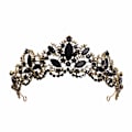 Miniatyrbillede 1 af 4: Sort Tiara til Kvinder Guld Krone til Piger Bryllup