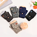 Miniatyrbillede 4 af 4: Varme Vanter Strikkede Flip Konvertible Fingerløse Varme Polar Fleece Vanter