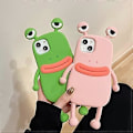 Miniatyrbilde 5 av 5: 3D Tegneserie Søt Kawaii Nydelig Pølsemunn Froskeform Barn Ungdom Jenter Kvinner Myk Silikon Case for iPhone 13 Pro Max Grønn Frosk