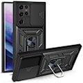 Miniatyrbillede 1 af 8: Samsung S22 Ultra Armor Hybrid Metal Ring Kamera Slider - Sort Sort