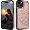 Miniatyrbillede 5 af 5: iPhone 15 Etui med Kortholder, Blomst Magnetisk Bagside Flip Etui til iPhone 15 Wallet Etui til Kvinder