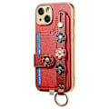 Miniatyrbild 2 av 5: För iPhone 15 Skal Läder + TPU 3D Blomma Estetiskt Telefonskydd Kortfack