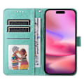 Miniatyrbild 2 av 5: För iPhone 16 PU Läder Telefonfodral med Ställ Tryckt Solros Kortfack Telefon Skydd