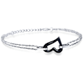 Miniatyrbillede 1 af 4: Mode Ferskenhjerte Zirconia Rustfrit Stål Armbånd black