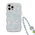 Miniatyrbild 1 av 5: För iPhone 13 Pro Max Transparent TPU Mobilskal Hjärta Form Fjärilsmönster Mobilskal med Pärlkedja
