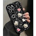Miniatyrbild 1 av 5: Fodral Flickor Kvinnor - Sött Flickigt Kärlekshjärta Telefonskal för iPhone 14Pro Max Svart Glittrigt Skinande Våg Vacker Unik Design Funda för iPhone 14 Pro Max