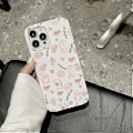 Miniatyrbild 5 av 5: Rosa Blommig Kanin Mobilskal för iPhone 15 Pro Max, Sött Korea 3D Kanin Blomma Tecknat Skal för Kvinnor Flickor