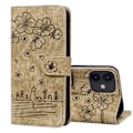 Miniatyrbillede 1 af 4: Tegnet Sakura Kat Præget Læderetui til iPhone 12 mini