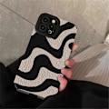 Miniatyrbillede 4 af 5: Zebra-stribet PU-læder + TPU stødsikkert telefoncover til iPhone 15 Pro Max