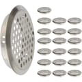 20 st 53 mm VENTILATIONSGILL i rostfritt stål, runt nät, andningsbart