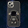 Miniatyrbild 2 av 5: Kompatibelt med iPhone 13 Skal Sött 3D Astronaut Ställ Design Kameraskydd Stötsäkert Mjukt Baksida Skal för Apple iPhone 13 Mobilskal Svart