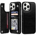 Miniatyrbillede 1 af 5: iPhone 15 Pro Max Wallet Etui med Kortholder, Premium PU Læder Støtteben Kortpladser Faldbeskyttende Stødsikkert Robust Cover Flip Etui til Apple iPho