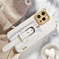 Miniatyrbillede 2 af 5: Krokodille tekstur 6D galvaniseret armbånds etui i PU læder + TPU telefoncover til iPhone 14 Pro